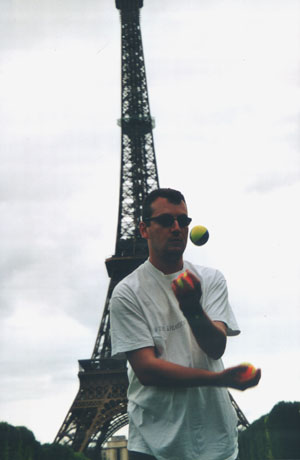Alessandro mills-messing under the Eiffel Tower